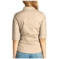 thumbnail image 3 of Womens Classic Solid 3/4 Sleeve Button Down Blouse Dress Shirt, 3 of 6