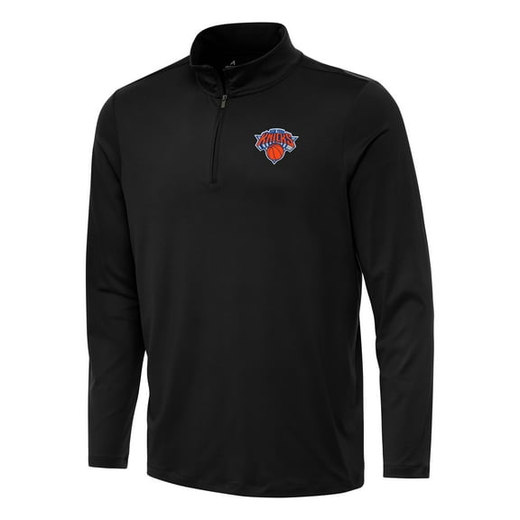 Men's Antigua Black New York Knicks Reprocess Quarter-Zip Top