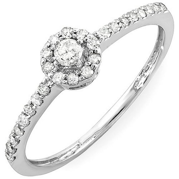 0.40 Carat (ctw) 14k White Gold Round Diamond Ladies Halo Style Engagement Bridal Ring