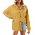 thumbnail image 1 of adviicd Hauts pour Femmes Hauts Tendance Col Rond Décontracté Manches Longues Chemises Amples en Chiffon Blouses Unies Jaune,S, 1 of 4