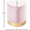 thumbnail image 4 of Meridian Furniture Heart Contemporary Velvet Ottoman/Stool in Pink, 4 of 4