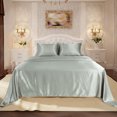 thumbnail image 2 of PiccoCasa Satin Sheet Set 4 Pcs Polyester Silky and Soft Sheets Ash Gray Queen, 2 of 7