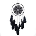 thumbnail image 1 of Campana de viento, pluma hecha a mano, atrapasueños bohemio ético, colgante de pared, decoración del hogar, adorno, regalo artesanal para festivales de boda, negro, 1 of 5