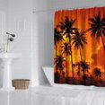 thumbnail image 2 of Palm Tree Sunset View Shower Curtain 72x72, Hawaii Beach Scene, Quick-Dry Polyester Fabric with Hooks for Boho Bathroom, 2 of 5