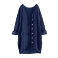 thumbnail image 3 of Oiangi Womens Long Sleeve Cardigans Cotton Linen Lightweight Button Coat Casual Loose Solid Open Front Tops for Fall Navy S, 3 of 3