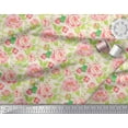 thumbnail image 2 of Soimoi White Poly Georgette Fabric Leaves & Peony Floral Print Fabric by the Yard 52 Inch Wide, 2 of 3