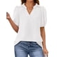 thumbnail image 1 of Blusa PRETTYGARDEN Mujer Cuello en V Manga Corta Abullonada Blanca, 1 of 8