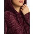 thumbnail image 4 of Time and Tru Women's Velveteen Hoodie Pullover Sweater with Long Sleeves, Sizes XS-XXXL, 4 of 5
