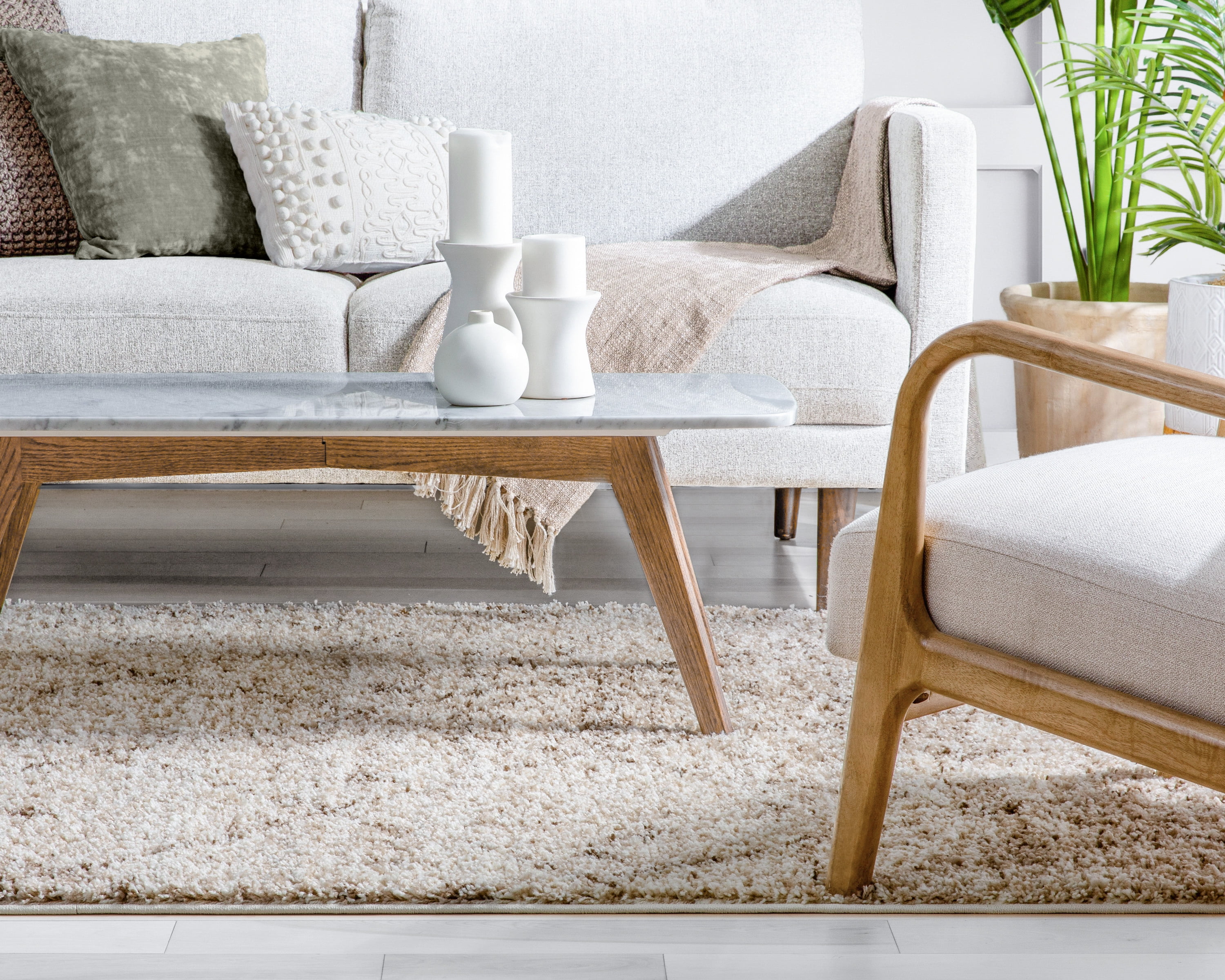 Well Woven Madison Shag Moroccan Lattice Contemporary Vanilla 3'3" x 5'3" Thick Area Rug