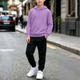 thumbnail image 4 of Cethrio Boys Athletic Outfit Sets, Casual Running Long Sleeve 2 Piece Boys' Activewear Purple Size 9-10 T, 4 of 5