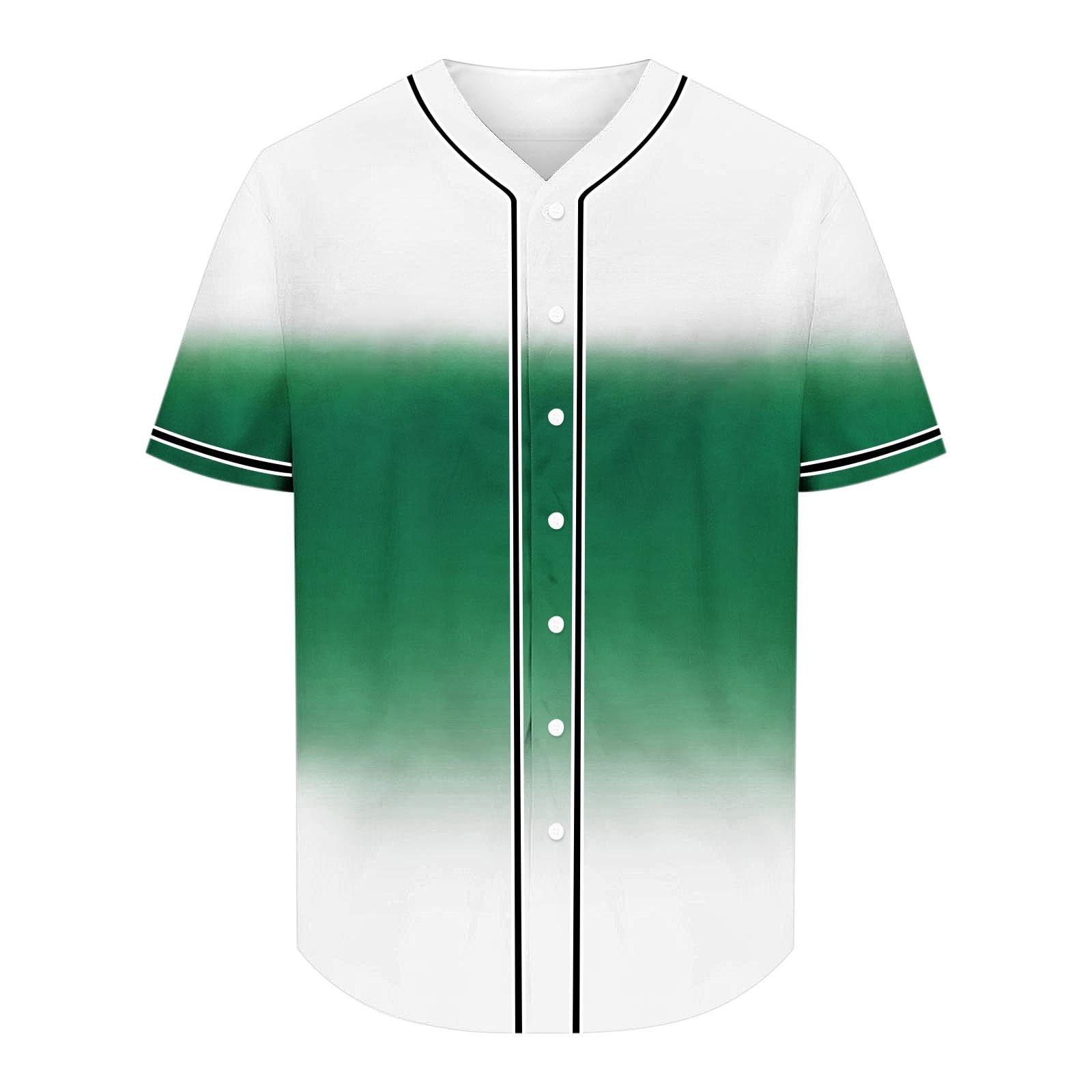 cllios Mens Gradient Baseball Shirts Big and Tall Casual Button Down Short Sleeve Tees Casual Stand Collar T Shirts for Men