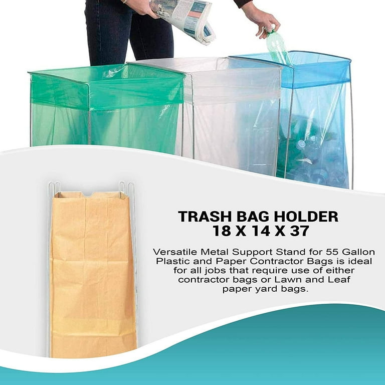Trash Bag Holder Steel Waste Container Holder Plastic 16 x 37