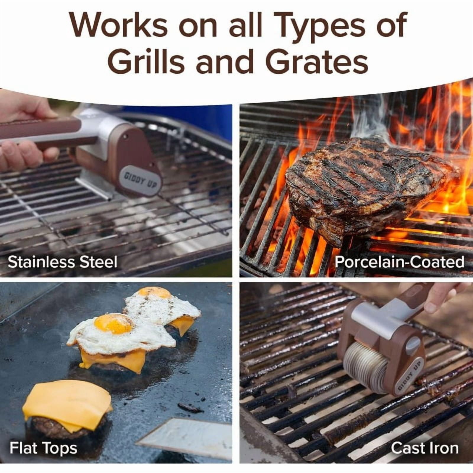 HorsePower Giddy Up Grill Cleaner AS-SEEN-ON-TV! – Cordless, Rechargeable BBQ Tool with 350 RPM Stainless Roller