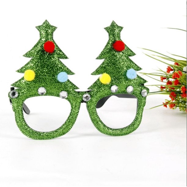 Gafas navideñas con purpurina, monturas de gafas para fiestas navideñas, accesorios de decoración navideña, gafas de disfraces para fiestas navideñas