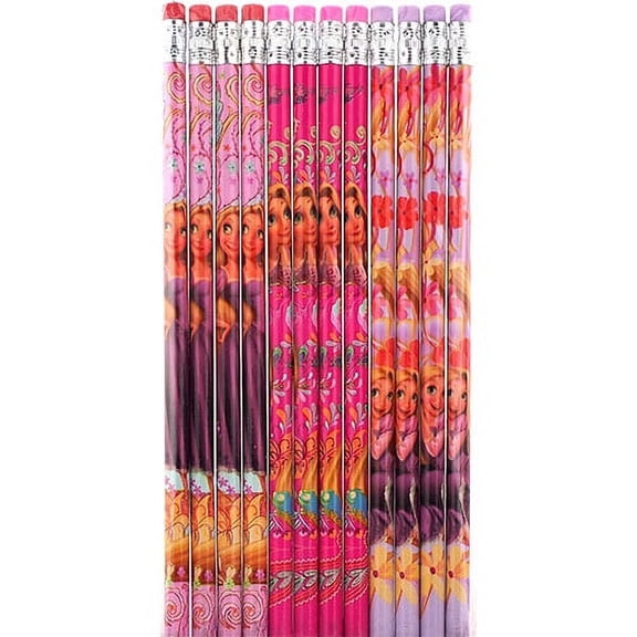 Tangled Rapunzel Pink/Hot Pink/Light Pink Wooden Pencils Pack of 12
