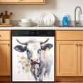 thumbnail image 2 of Dishwasher Magnet Cover, White Highland Cow Flower Decorative Refrigerator Magnet, 23 x 26 Inch Trimmable Dishwasher Front Panel Cover for Home Kitchen Laundry Decorations, Easy Clean, 2 of 6