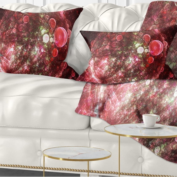 Designart Red Spherical Planet Bubbles - Abstract Throw Pillow - 12x20