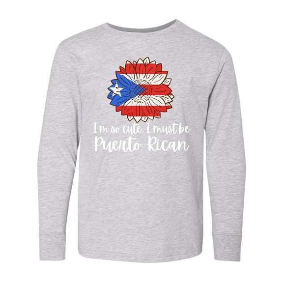 Inktastic I'm So Cute, I Must be Puerto Rican Sunflower Puerto Rico Long Sleeve Youth T-Shirt