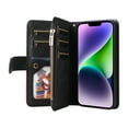 thumbnail image 3 of Multifunctional Case for iPhone 14 Plus,[RFID Blocking] 9 Credit Cards Holder with Wrist Strap, Premium PU Leather Zipper Wallet Purse Magnetic Flip Phone Cover For iPhone 14 Plus, Black, 3 of 12