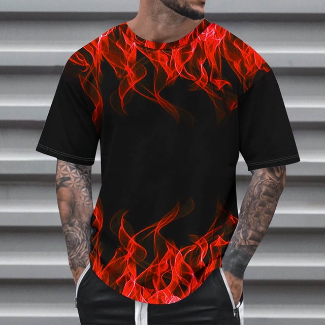 Qertyioot Mode Été Décontractée T-shirt Col Rond Imprimé pour Hommes Chemises Hipster