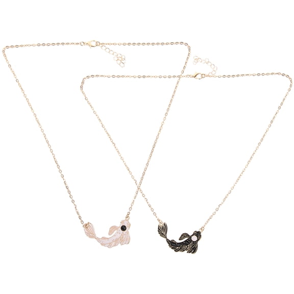 Tineasur 1 Pair Fish Pendant Necklace Alloy Couple Jewelry Gift for Girlfriend or Partner