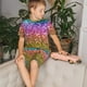 thumbnail image 4 of Balery Glitter Rainbow Conjunto de Pijama Infantil de Manga Corta con Estampado – Ropa de Dormir de Algodón Suave-X-Large, 4 of 6
