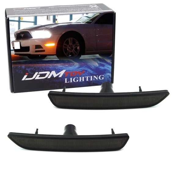 Smoked Lens 27-SMD Amber Full LED Side Marker Light Assembly Kit, For Ford 2010-2014 Mustang Front Bumper