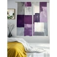thumbnail image 2 of Abstract Color Block Sheer Curtains 63 inches Long 2 Panels Set Purple Block Oil Painting Gradient Gray Sheer Window Curtain Rod Pocket Voile Drapes for Living Room/Bedroom, Each 52" W x 63" L, 2 of 7