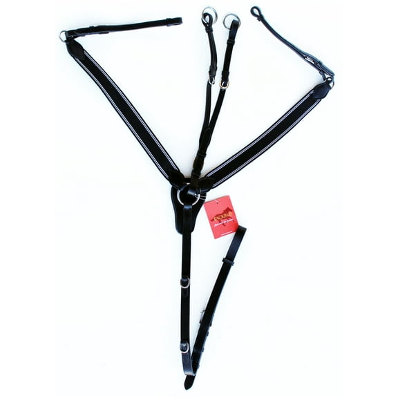 Horse English Padded Leather  Riding Tack Stretchable Nylon Black  Breastplate 803880BKF
