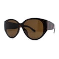 thumbnail image 2 of Womens Oversized Mod Oval Thick Temple Plastic Chic Sunglasses Tortoise Brown, 2 of 4
