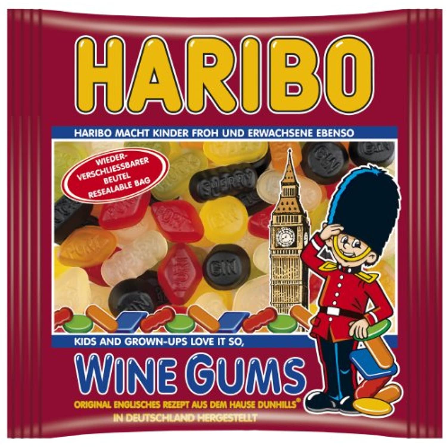 Haribo Wine Gums In Resealable Bag, 500 Gram 17.6 Ounces