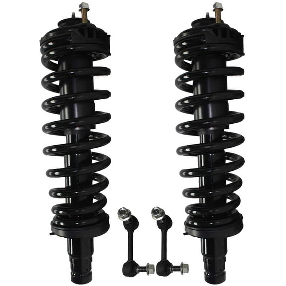 Detroit Axle - Front Struts Kit for 2004-2007 Chevy Trailblazer GMC Envoy 2005 2006 2 Struts w/Coil Spring Assembly 2 Sway Bar Links Buick Rainier Isuzu Ascender Saab 9-7X Replacement