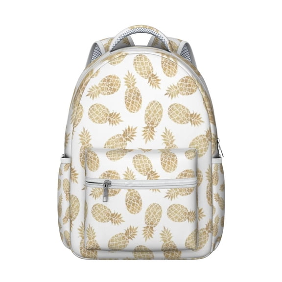 Trendy Pineapple Print Backpack - Roomy & Lightweight for Students & Professionals, Great for Campus, Commuting & Daily Errands
