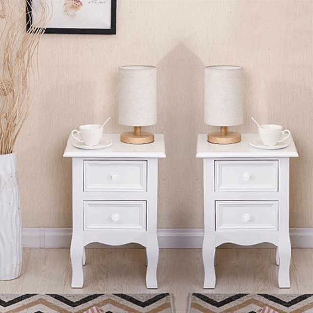 FunTech 2-Drawer Wood Nightstand for Bedroom, Small Dresser, Bedside Tables.