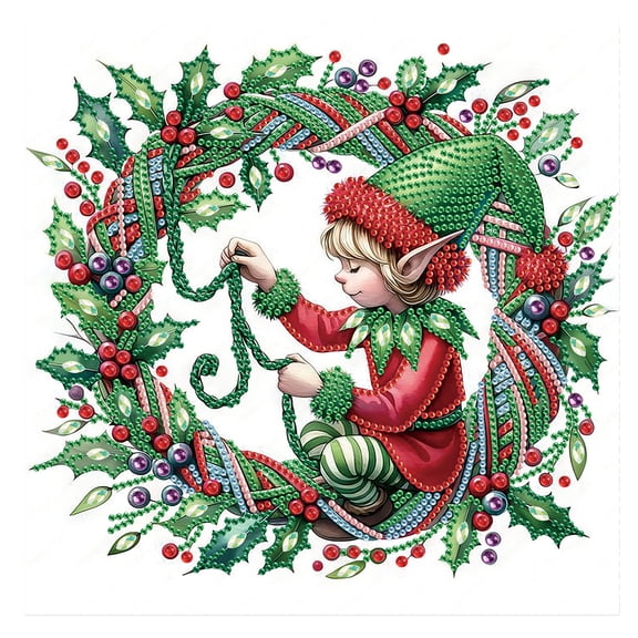 5D DIY Diamond Art Painting, Christmas Wreath Special Shape Wall Home Decoration, Best Choice for Holiday Christmas Adult Friend Family Gift