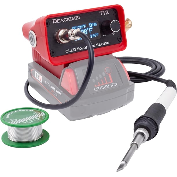 Plancha de Soldadura Inalámbrica p/ Batería Milwaukee 18V, Temp. Ajustable, Suspensión Auto y Prot. Bajo Voltaje, Conversión °C/ºF, Pantalla OLED, Soldadora sin Plomo (Solo Herram.)