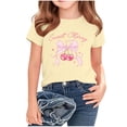 thumbnail image 4 of SGFCWSX Girls T Shirt Summer Short Sleeve Cherry Print Crew Neck Casual Soft Kids Daily Wear Tee Tops Beige Size 10, 4 of 6