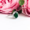 thumbnail image 3 of HeartsAndYou 4ct Oval Natural Emerald Moissanite Accent Floral Ring 100% 14k SOLID White Gold, 3 of 8