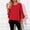 Red, variant on Womens Ruffle 3/4 Length Sleeve Tops Trendy Summer Dressy Casual Blouses Loose Fit Work Shirts S-2XL White