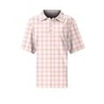 thumbnail image 6 of Plaid Polo Shirts for Women Waffle Button Collared Summer Short Sleeve Tops Lightweight Work Golf Shirt Womens Blouses Pink 3XL, 6 of 8