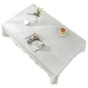Dustproof outdoor tablecloths with fringes, crease free cotton linen tablecloths for parties, buffets