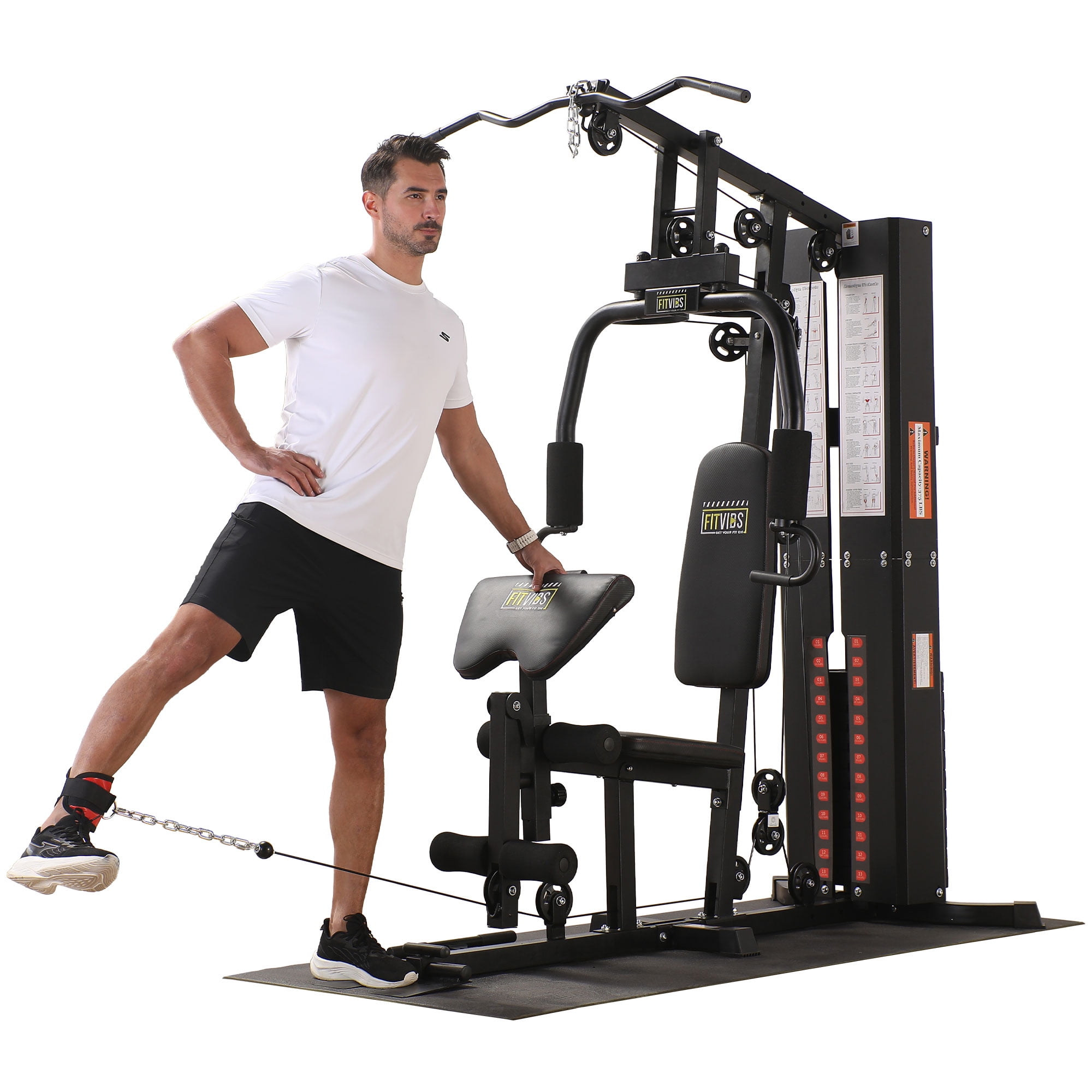 BalanceFrom Multifunctional Home Gym Workout Station with Floor Mat & 160 lb. Weight Stack