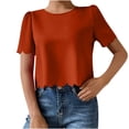 thumbnail image 2 of Up to 50% off Xunlbb Womens Short Sleeve Shirt Women's Casual Solid Color Short T-shirt Top Womens Trendy Tops, S-2XL, 2 of 7