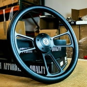 14" Matte Black Muscle Style Steering Wheel Black Half Wrap 5 Hole