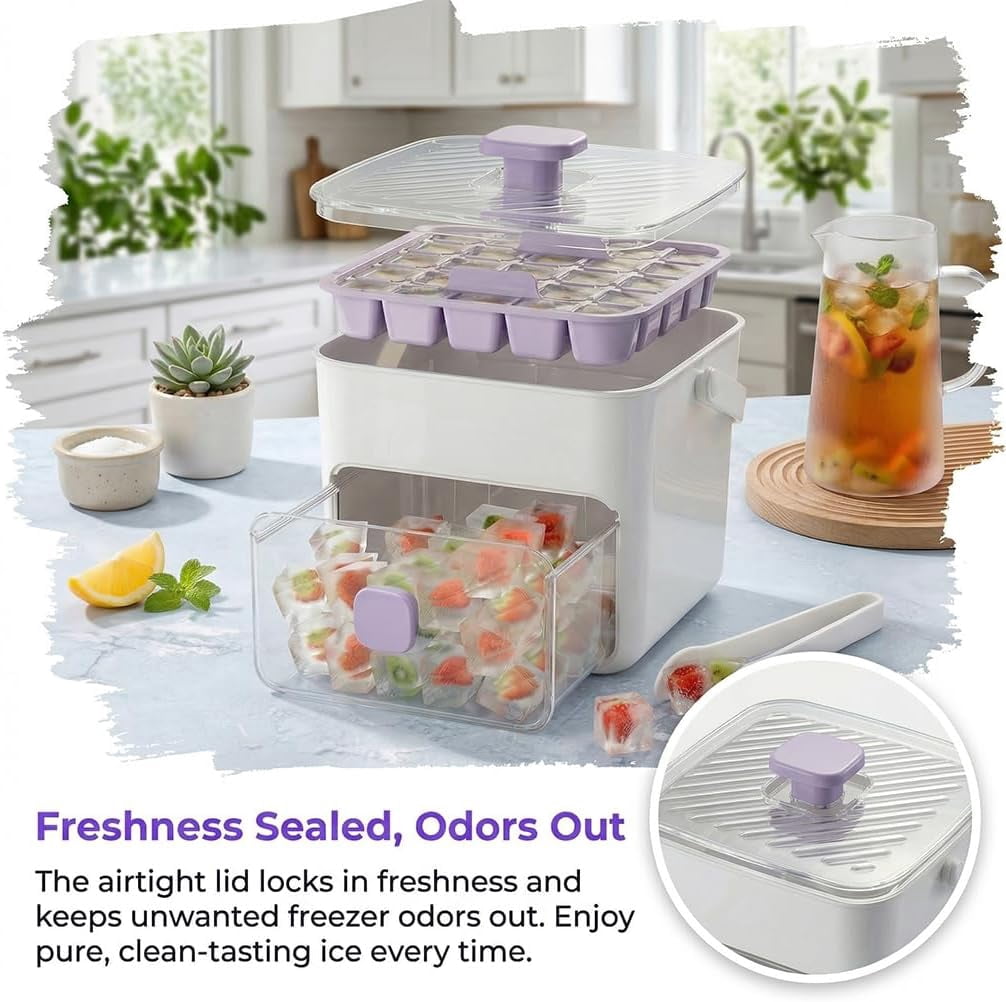 48 Cube Double-Deck Portable Ice Maker with Insulated Bag & Easy Press Lid,Silicone Trays,Counte,Produces 48 Ice Cubes,Stores Over 150 Cubes for DIY Whiskey,Outdoors,Parties