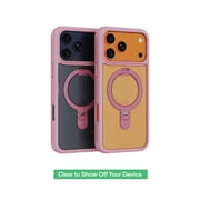 onn MagSafe Compatible Phone Case with Kickstand for iPhone 17 Pro Max - Pink/Frosted Clear