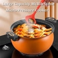 thumbnail image 3 of Multifunctional Large Capacity Non-stick Pressure Cooker, 8QT Micro Pressure Cooker with Anti-Scalding Handle & Visible Glass Cover, Family-Size Fast Cooking Pot for Family Meals Soups (Orange), 3 of 8