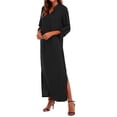 thumbnail image 2 of Mujeres Retro Long Maxi Vestido Elegante Sexy Señoras Larga Manga Collar Larga Línea Split Soli Abanopi Vestido Maxi, 2 of 7