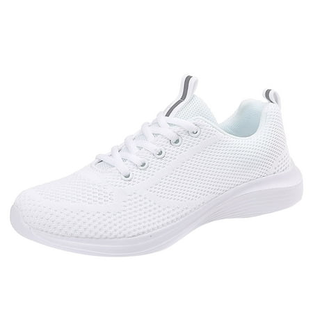 

Cathalem Women Sports Shoes Fashion Solid Color Simple Four Seasons Sports Shoes New Pattern Mesh Breathable Comfortable Flat Lace Up Shoes White 41