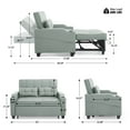 thumbnail image 6 of Ktaxon Faux Leather Loveseat Sofa Bed with Side Pockets, Adjustable Backrest Lounge for Living Room, Game Room Green, 6 of 13